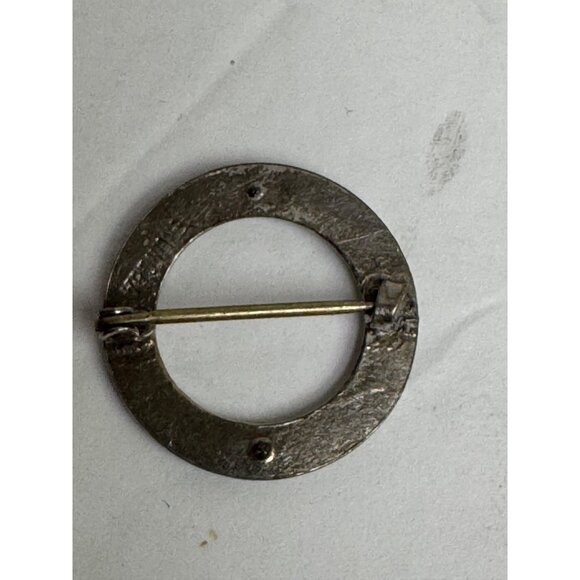 Vintage Sterling Blue Guilloche Round Pin - Picture 4 of 11